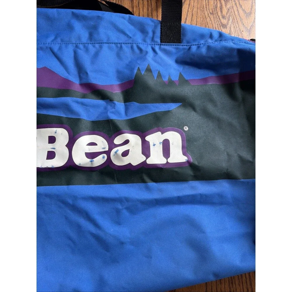 Vintage LL BEAN Duffle Bag W/ Sunrise Mountain Logo Blue Purple Large Camp Large